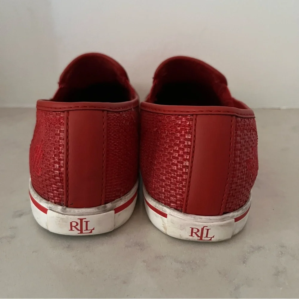 Ralph Lauren Red Slip On Shoes Loafers - Picture 4 of 12